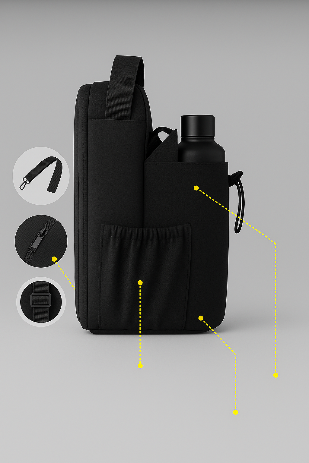 Sac Magnétique Gym – Porte-gourde 1,5L & Smartphone
